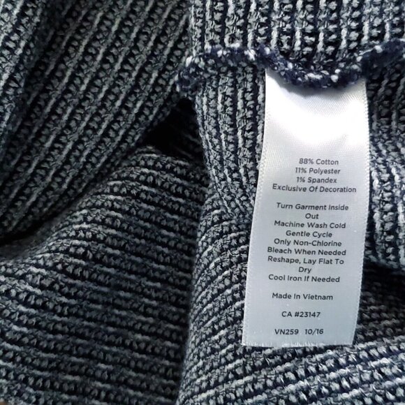 Talbots Waffle Weave Knit Shirt Top Sz M Navy Blue White V Neck 3/4 Sleeve - Picture 5 of 5